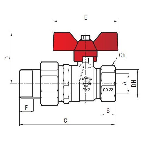 Кран шаровый с муфтой 1'' - F.I.V.