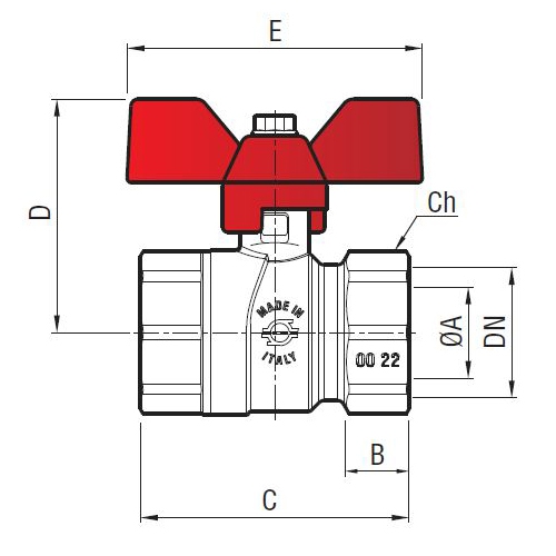 Кран шаровой с внутренней резьбой 1'' - F.I.V.