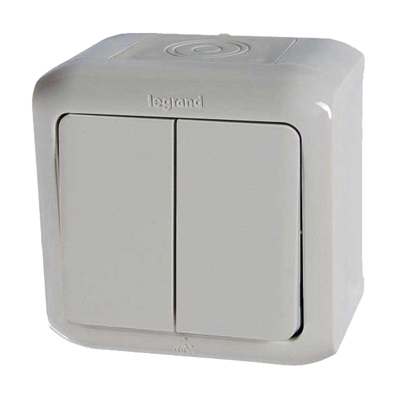 Переключатель двухклавишный IP44 - Forix - серый