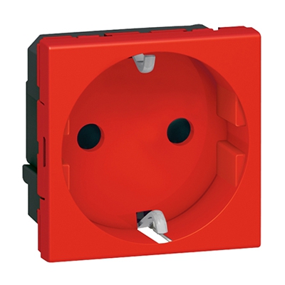 Розетка 2К+3 - 2 модуля - Mosaic - с защитными шторками - красный