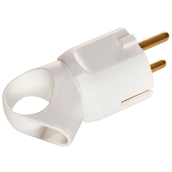 Вилка 2К+3 - серия Элиум - 16 А - с кольцом - пластик - белый