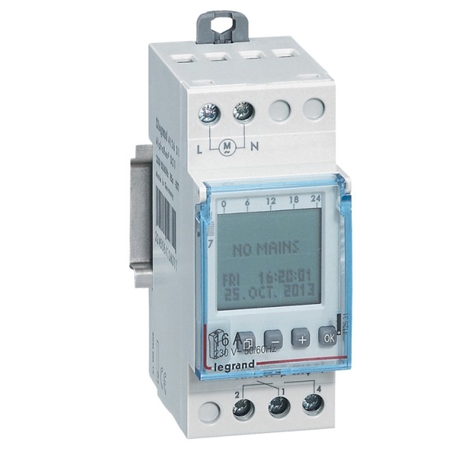 Суточный/недельный таймер - 16А, 1 выход 2 модуля