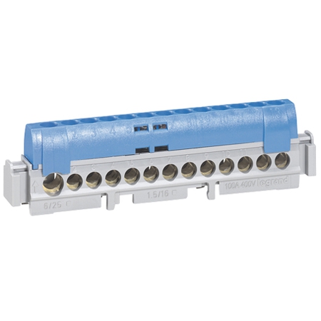 Клеммная колодка IP2X 141 мм - нейтраль - синий