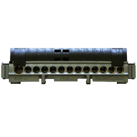 Клеммная колодка IP2X 141 мм - фаза - черная