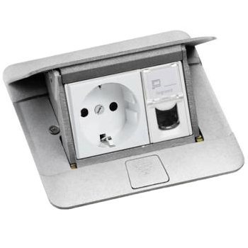 Выдвижной розеточный блок - 3 модуля - алюминий