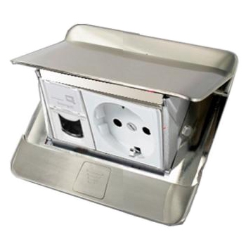 Выдвижной розеточный блок - 3 модуля - нержавеющая сталь