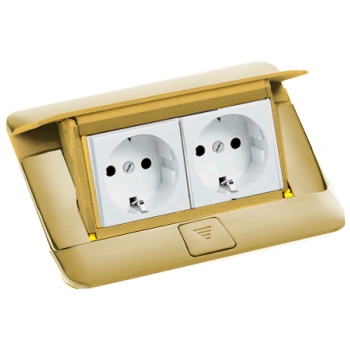 Выдвижной розеточный блок - 4 модуля - латунь