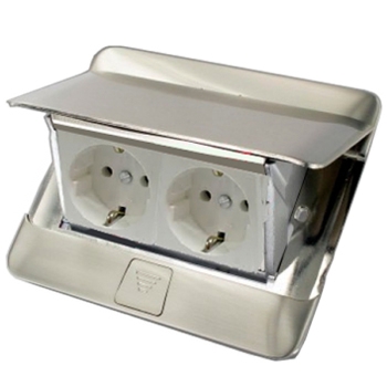 Выдвижной розеточный блок - 4 модуля - нержавеющая сталь