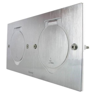 Выдвижной розеточный блок - 2 поста - прямоугольный