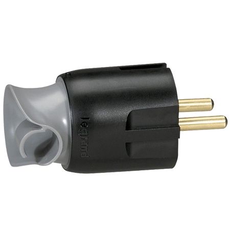 Вилка 2К+3 - серия Элиум - 16 А - с поворотным механизмом - черный