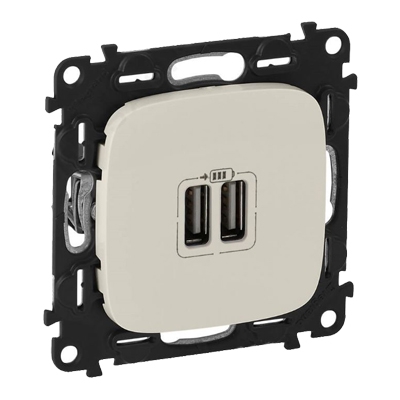 Зарядное устройство USB Type A+A - Valena Allure - слоновая кость