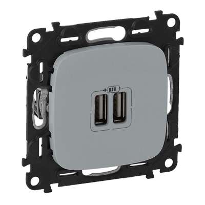 Зарядное устройство USB Type A+A - Valena Allure - алюминий