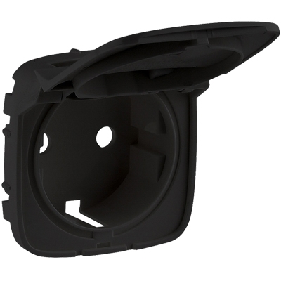 Лицевая панель для розеток 2К+З с откидной крышкой - Valena Allure - черный