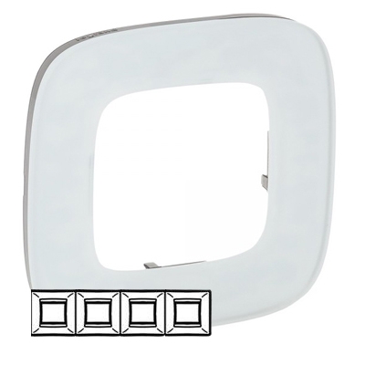 Рамка 4 поста - Valena Allure - белое стекло