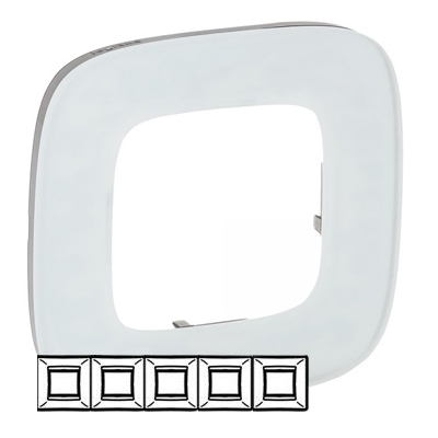 Рамка 5 постов - Valena Allure - белое стекло