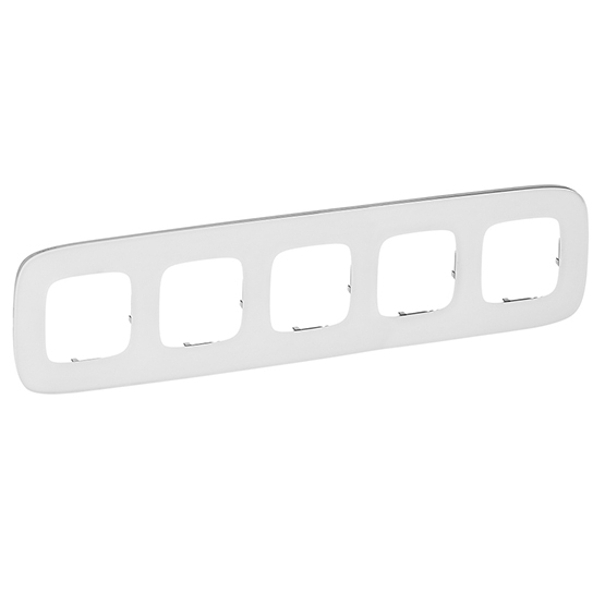 Рамка 5 постов - Valena Allure - белое стекло