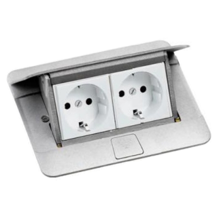 Выдвижной розеточный блок - 4 модуля - алюминий