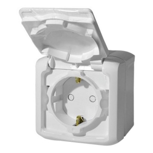 Розетка 2К+З с защитными шторками IP44 - Forix - белый