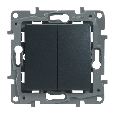 Выключатель двухклавишный - Etika - антрацит