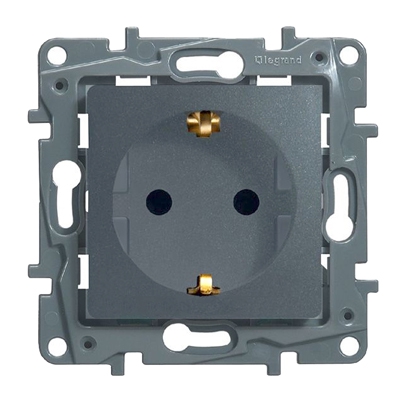 Розетка 2К+3 - Etika - алюминий