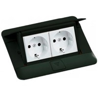 Выдвижной розеточный блок - 4 модуля - черный