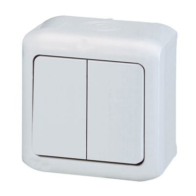 Выключатель двухклавишный IP44 - Forix - белый