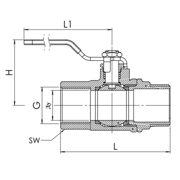 Кран шаровой из латуни с наружной и внутренней резьбой 1'' - Tecofi