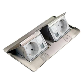 Выдвижной розеточный блок - 6 модулей - алюминий