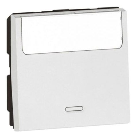 Переключатель одноклавишный с индикатором и с label-holder - 2 модуля - Arteor - White