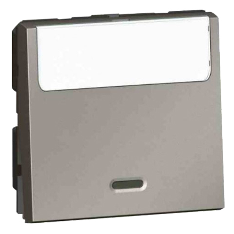 Переключатель одноклавишный с индикатором и с label-holder - 2 модуля - Arteor - Magnesium