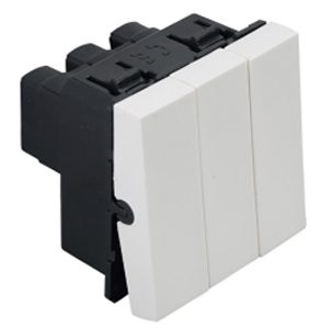 Выключатель трехклавишный - 2 модуля - Arteor - White