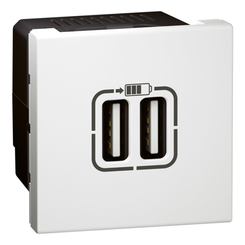 Двойная розетка USB A-тип 2.4A - 2 модуля - Arteor - White
