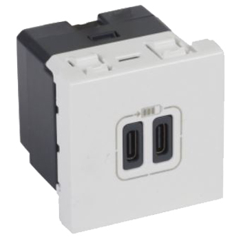 Двойная розетка USB C-тип 3A - 2 модуля - Arteor - White