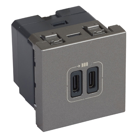 Двойная розетка USB C-тип 3A - 2 модуля - Arteor - Magnesium