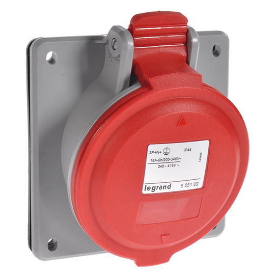 Встраиваемая наклонная розетка 3К+Н+З 16А 380В IP44 - P17 Tempra Pro