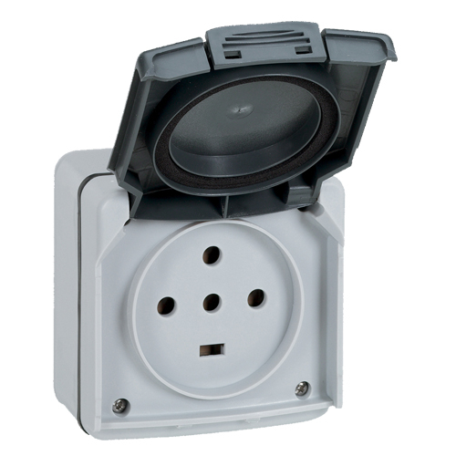 Розетка 3К+Н+З с винтовыми зажимами 20A - Plexo IP55 - серый