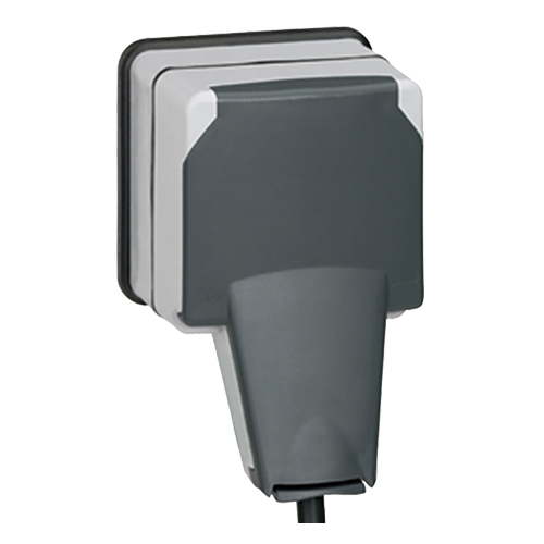 Розетка 2К+З с системой "lock 66" 16A - Plexo IP66 - серый