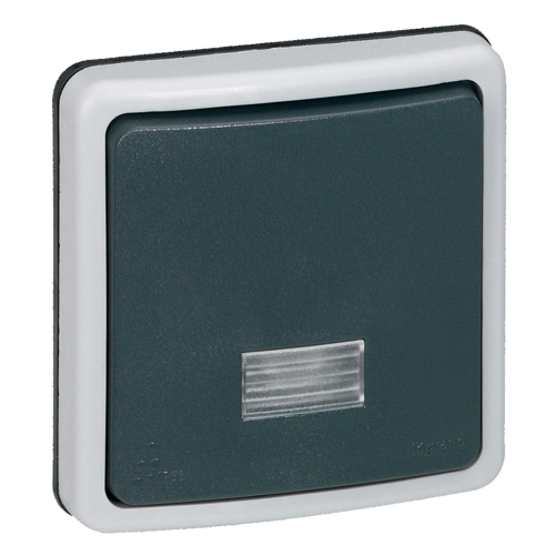 Переключатель одноклавишный с подсветкой - Plexo IP66 - серый