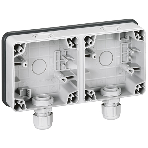 Монтажная коробка горизонтальная - 2 поста - Plexo IP66 - серый