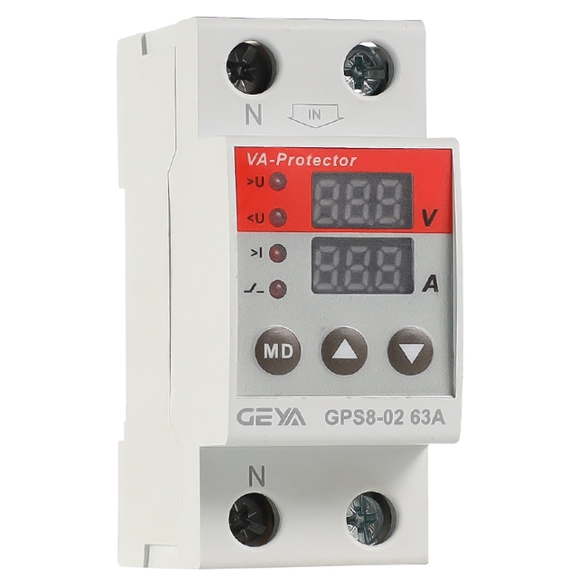 Реле напряжения и тока с LED дисплеем 63A - GEYA