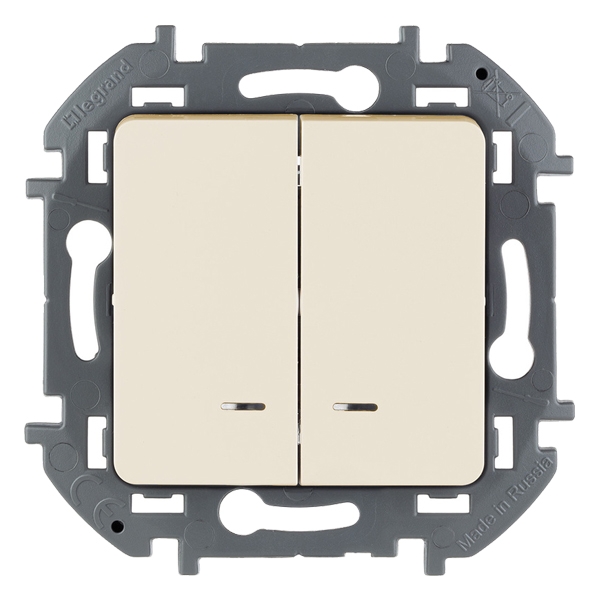 Выключатель двухклавишный с подсветкой/индикацией - Inspiria - слоновая кость