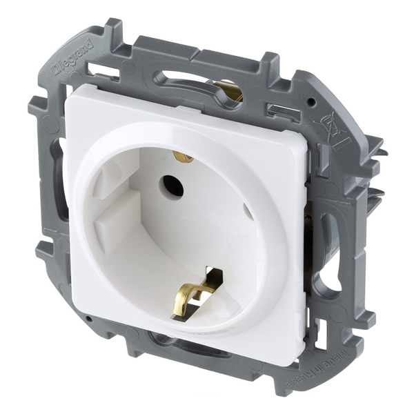 Розетка 2К+З со шторками - Inspiria - белый