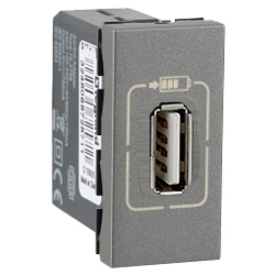 Розетка USB A-тип 1.1 A - 1 модуль - Arteor - Magnesium