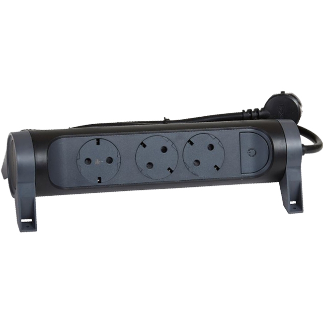 Многорозеточный блок ''Комфорт'' 3 x 2К+З - с кабелем длиной 1,5 м - черный