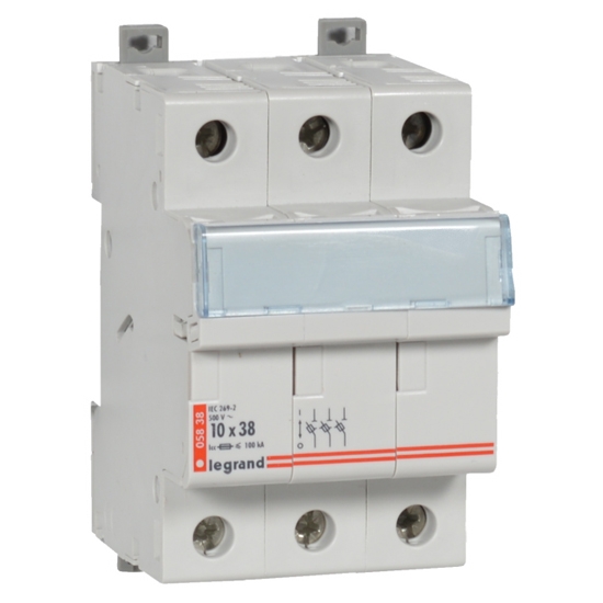 Держатель плавких вставок - 3P 500V - 10x38 мм