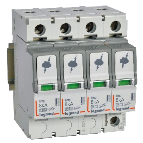 УЗИП - SPD T1+T2 - Imax: 8kA на полюс - Uc: 320V - 4P