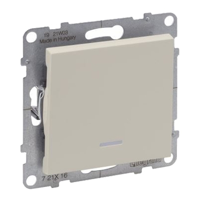 Переключатель одноклавишный с подсветкой/индикацией - Suno - слоновая кость