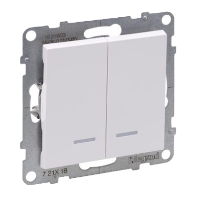 Переключатель двухклавишный с подсветкой/индикацией - Suno - белый