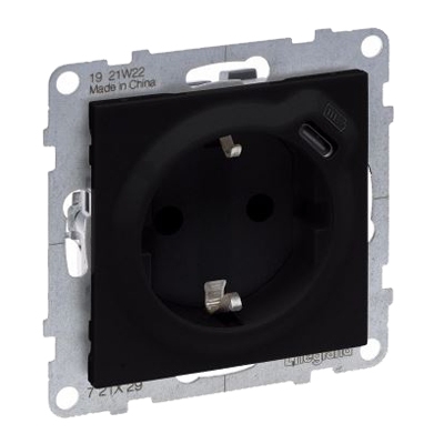 Розетка 2К+З с USB Type-C - Suno - антрацит