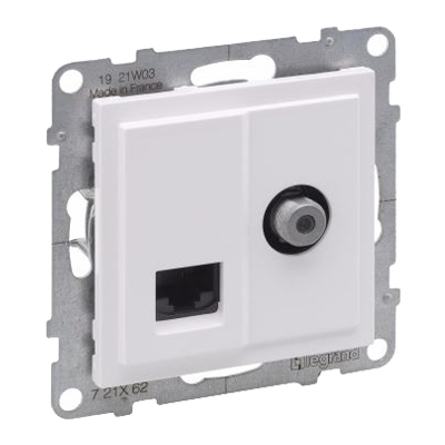 Розетка TV-F с RJ45 6 UTP - Suno - белый